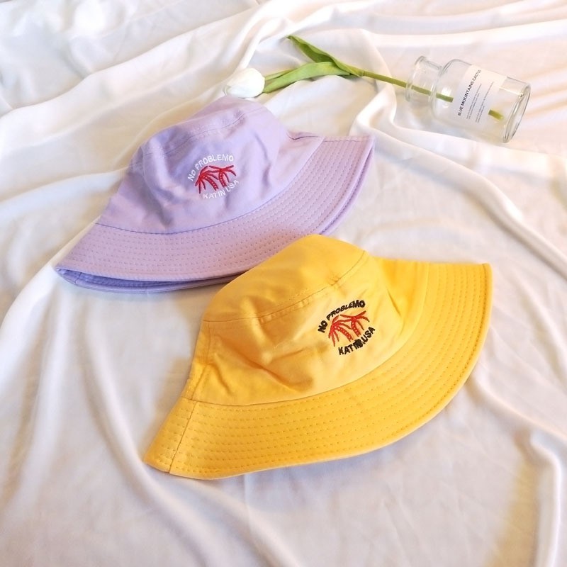 Nón Bucket Thêu Cây Dừa No Problemo - Mũ Bucket Thêu No Problemo Katin USA