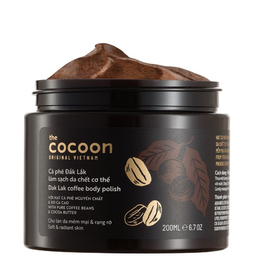 Combo 3 món Cà phê Đắk Lắk The Cocoon (Face Polish 150ml + Body Polish 200ml + Lip Scrub 5gr)