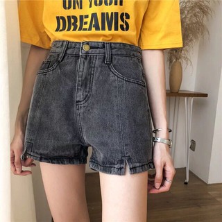 Quần jeans ngắn lưng cao xẻ đùi ulzzang ( 2 màu ) có big size