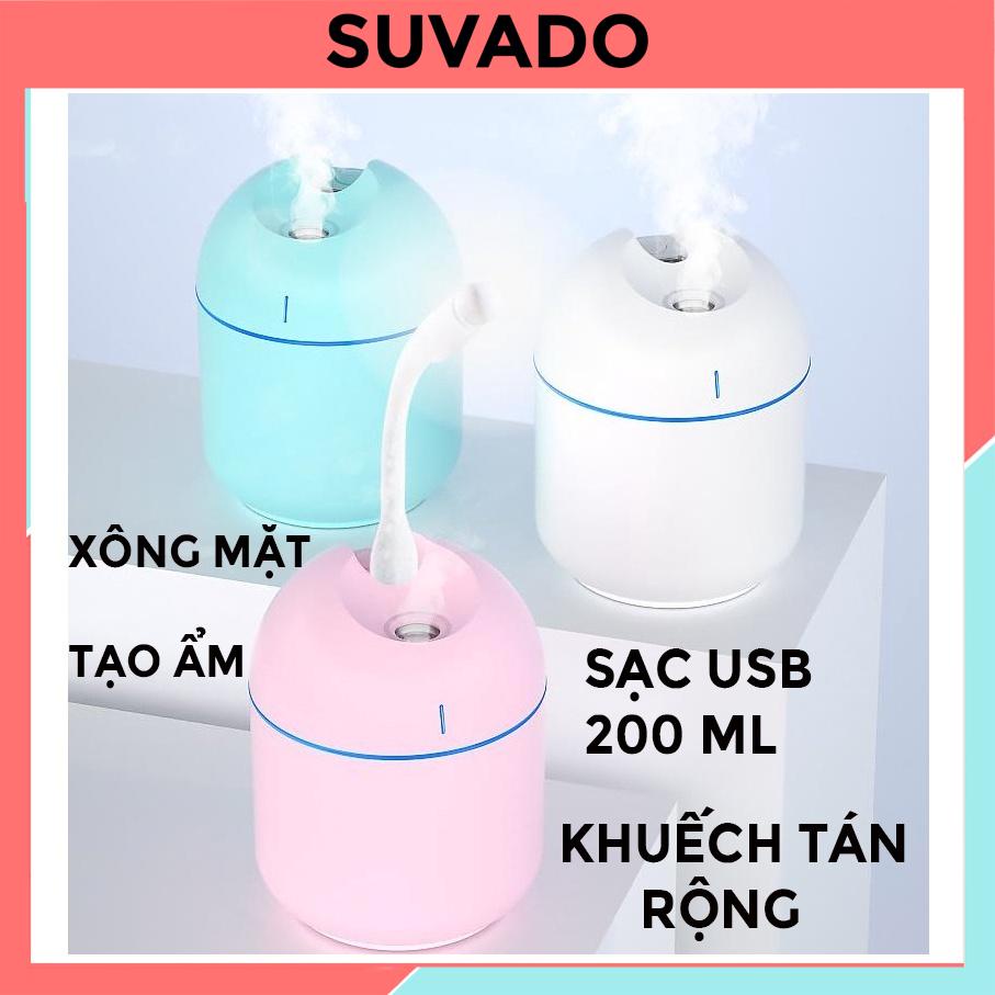 Máy phun sương tạo ẩm mini khuếch tán tinh dầu cho phòng ngủ, điều hòa 200ml cầm tay cắm USB giá rẻ 9801 SUVADO