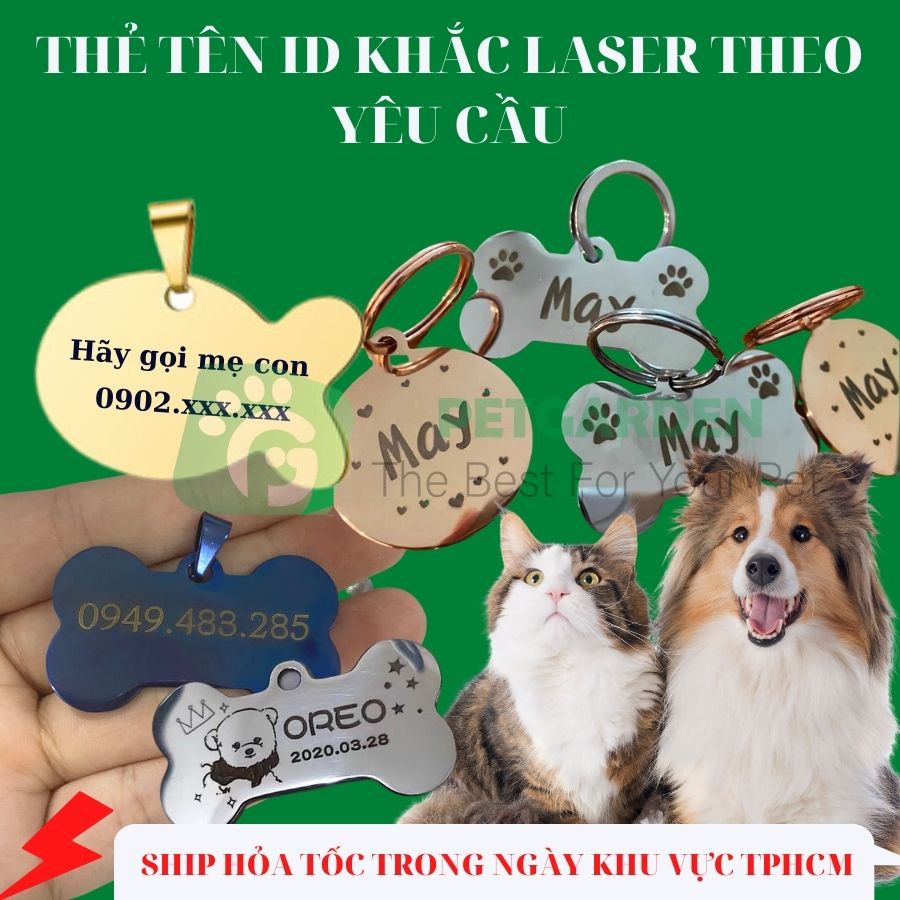 Thẻ Tên ID Thú Cưng - Bảng Tên ID Cho Chó Mèo PetTag Petgarden (khắc laser theo yêu cầu)