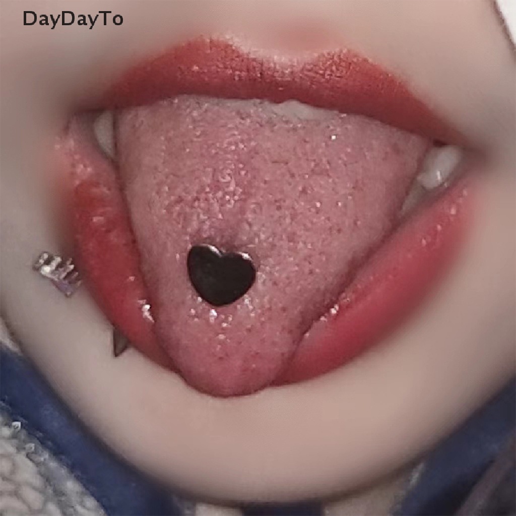 1 Khuyên Lưỡi Bằng Thép Titan Hình Trái Tim Cá Tính