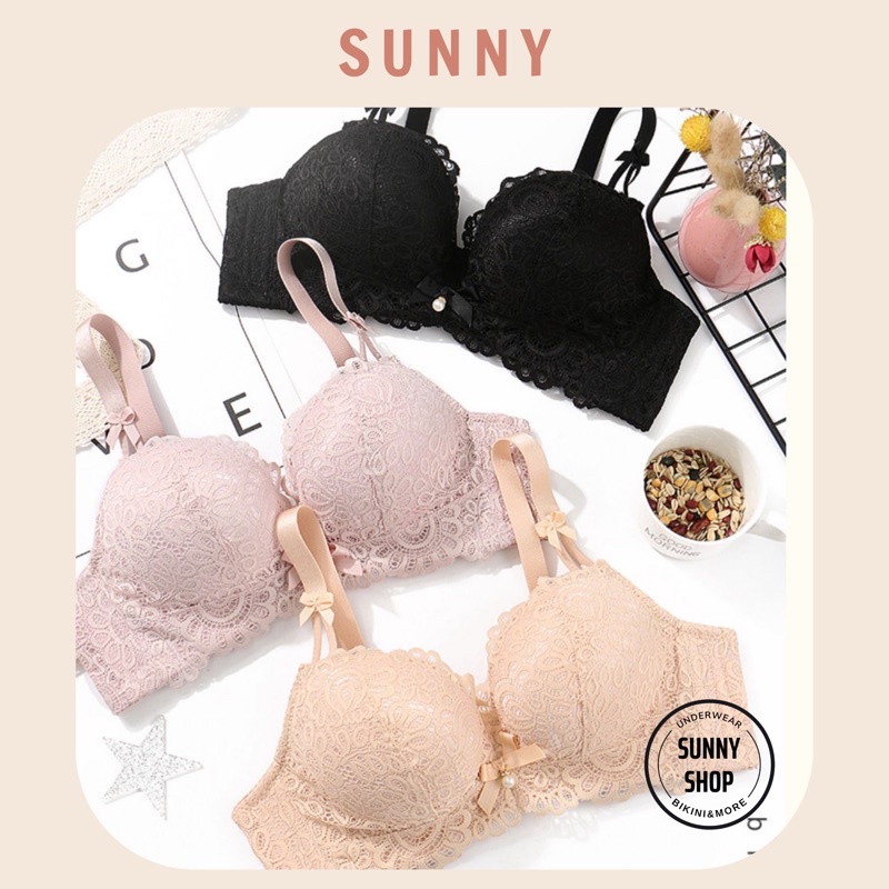 Áo lót nữ, áo ren thái mút kép có gọng đệm dày nâng ngực Bagiya sunny shop