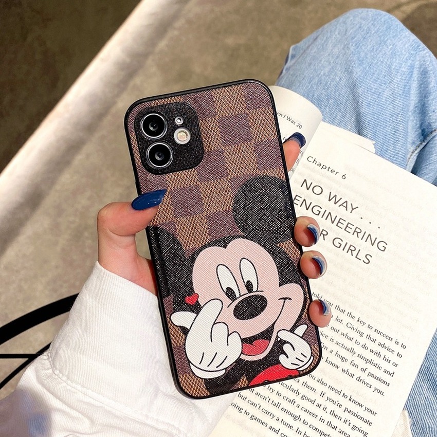 Ốp điện thoại da mềm hình Mickey / Minnie cho iPhone 12 11 Pro Max X XS XR 7 8 Plus SE 2020