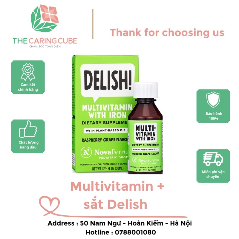 Vitamin tổng hợp Novaferrum chứa Sắt và D3 thành phần hữu cơ xanh lá cho bé 0-4 tuổi - The Caring Cube
