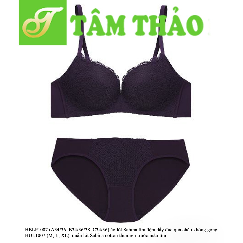 HBLP1007 - áo lót cao cấp Thái Lan Sabina đệm dầy, đúc, quả chéo, không gọng, MÀU TÍM - HÀNG ĐỘC QUYỀN