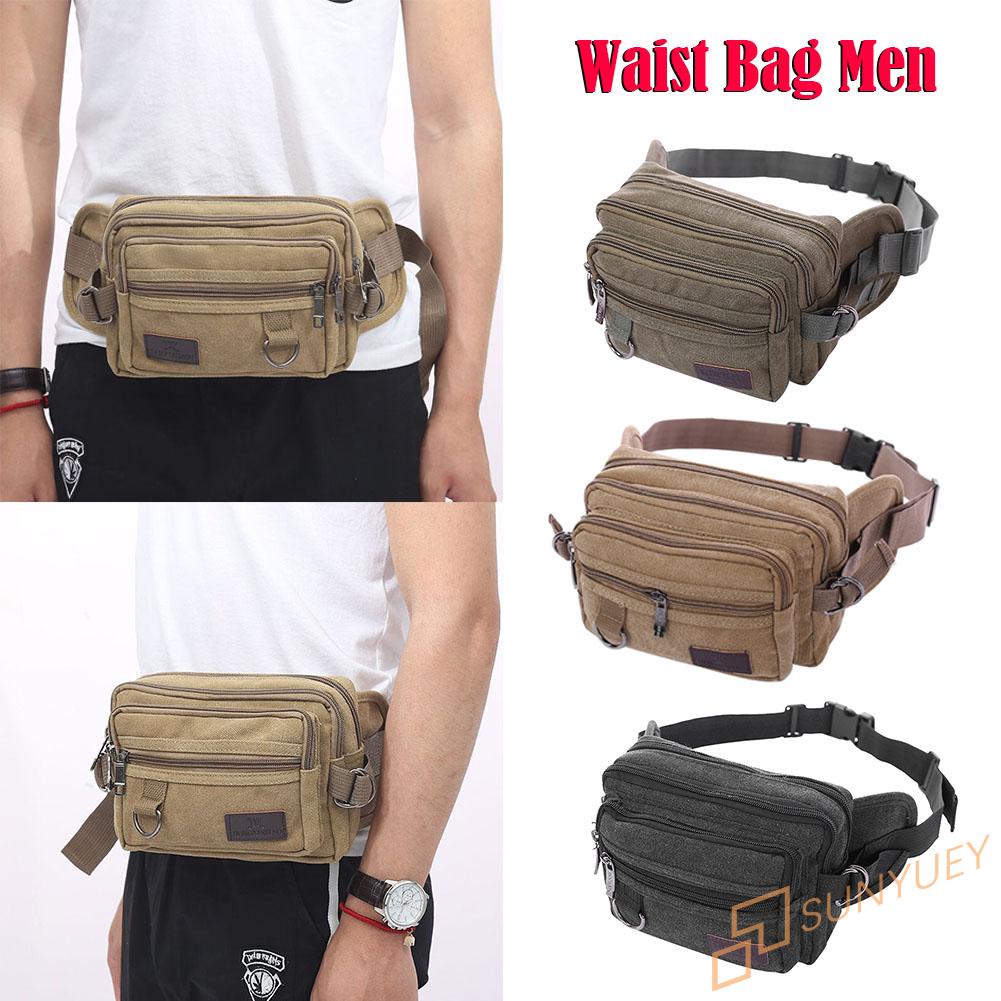 Ví canvas đeo hông nhiều ngăn phong cách vintage cho nam | BigBuy360 - bigbuy360.vn