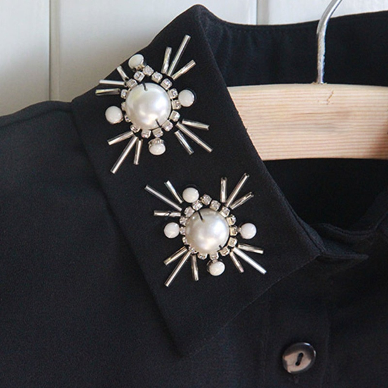 Cổ Áo Voan Đính Hạt Ngọc Trai Giả Họa Tiết Hoa Có Thể Tháo Rời