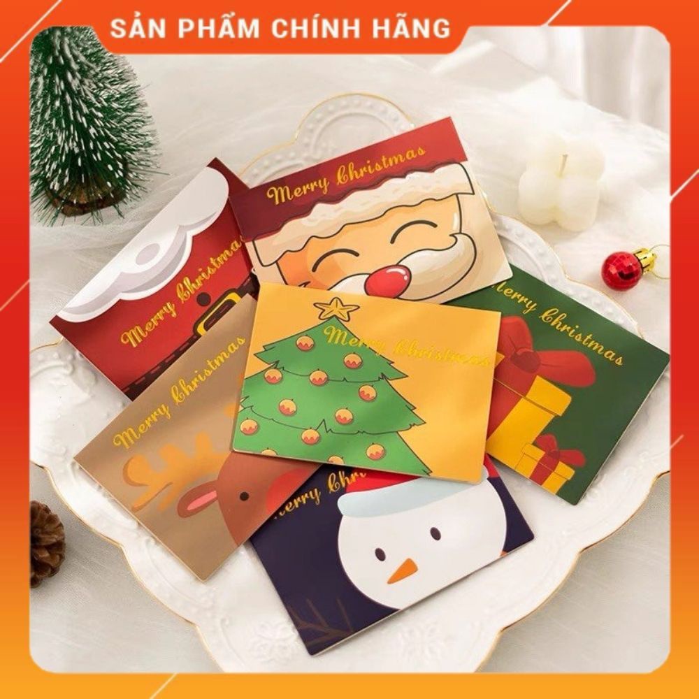 Thiệp Giáng Sinh Handmade ❤️ FREESHIP❤️ Set 6 Chiếc Bao Gồm Tấm Thiệp Miếng Dán Phong Bì ❤️ Momomart