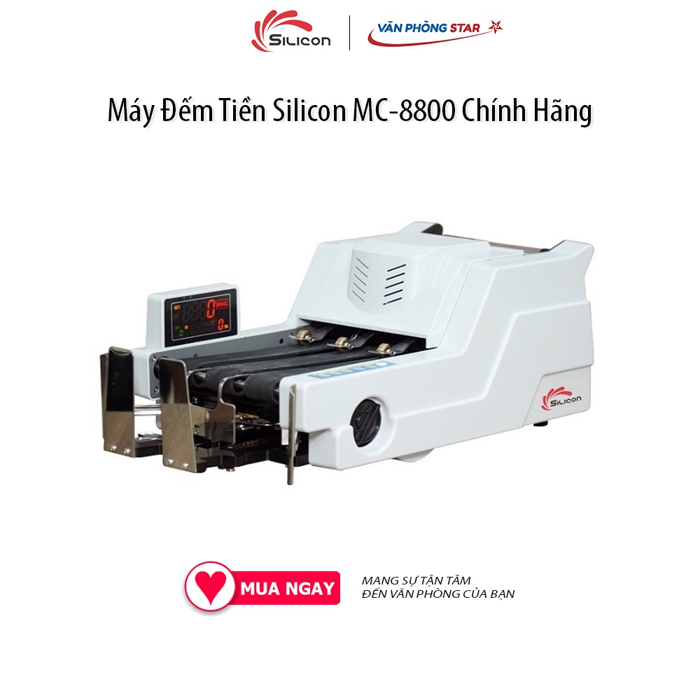 Máy Đếm Tiền Thông Minh Phát Hiện Tiền Siêu Giả Silicon MC-8800 tốc độ đếm 1000 tờ/phút, Phát hiện tiền giả thường