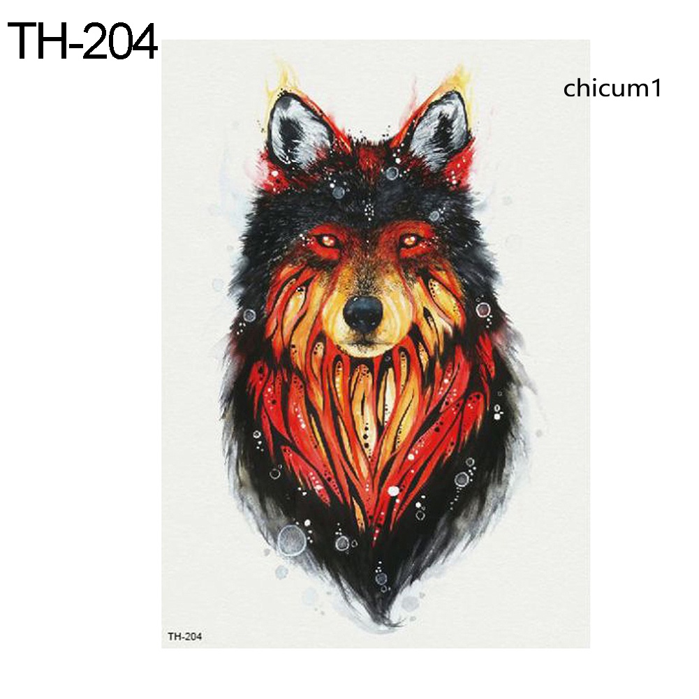 Hình Xăm Dán Tạm Thời Chống Nước Hình Đầu Sói Độc Đáo