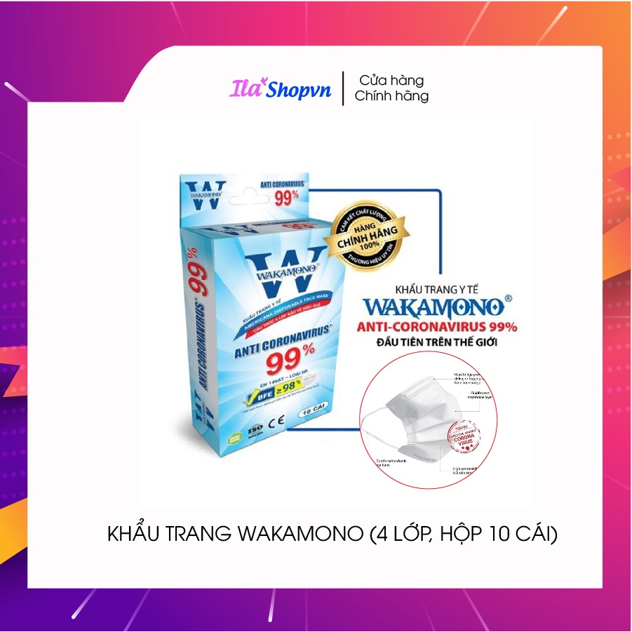 KHẨU TRANG WAKAMONO (4 LỚP, HỘP 10 CÁI)