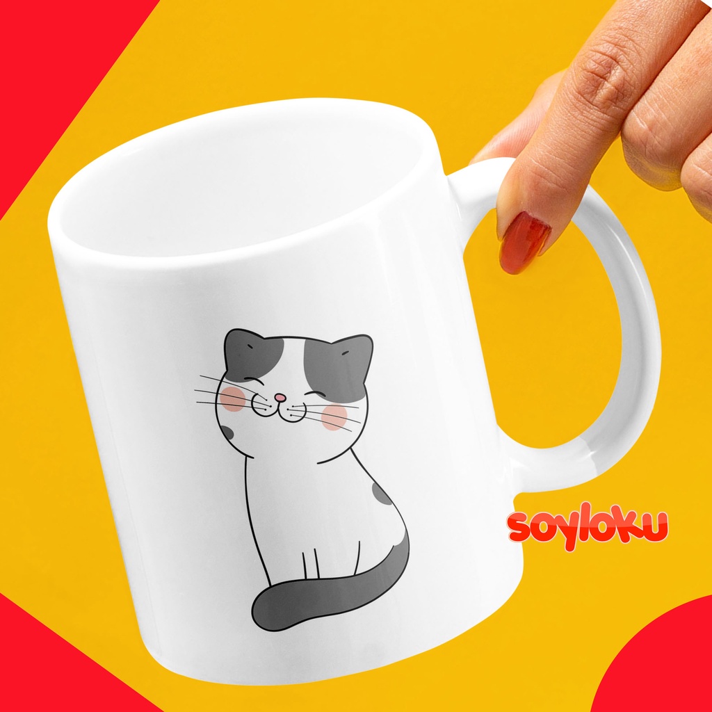 Ly/ cốc sứ uống nước in hình mèo con đáng yêu