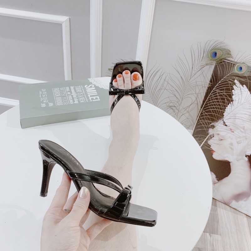 Hàng có sẵn Guốc nơ gót nhọn 7cm
