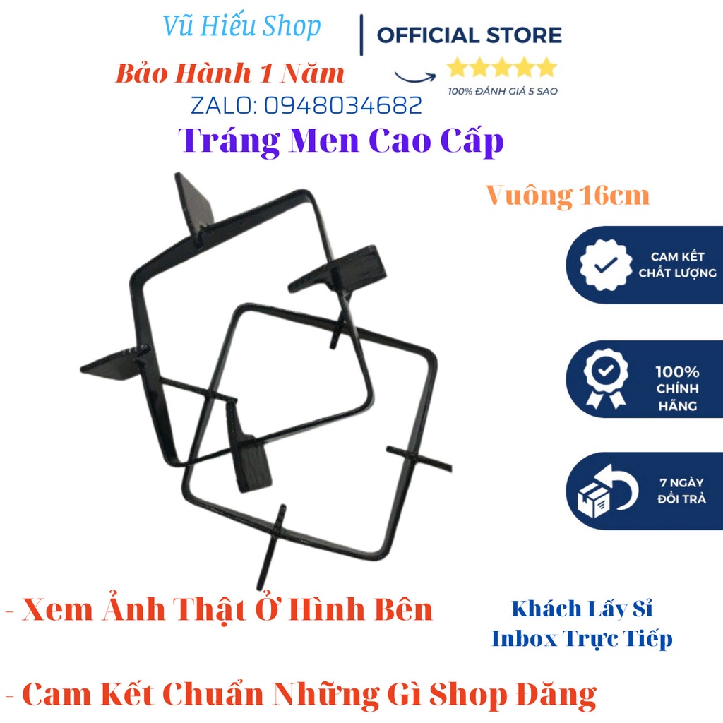 Combo Hai Kiềng Bếp Gas Âm Vuông 16,5cm Chính Hãng Cao Cấp Khuyến Mại Sốc