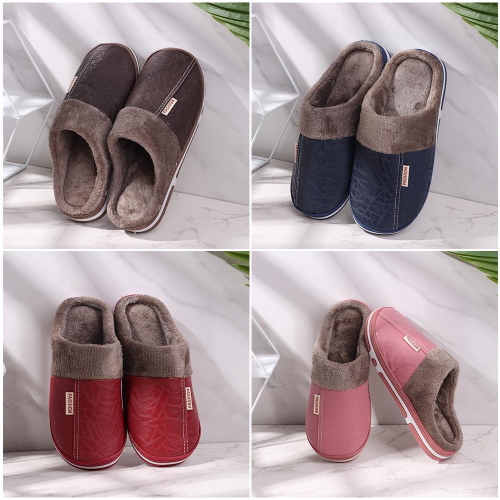 Dép Đi Trong Nhà Chất Liệu Da PU Cotton Giữ Ấm Chống Thấm Nước