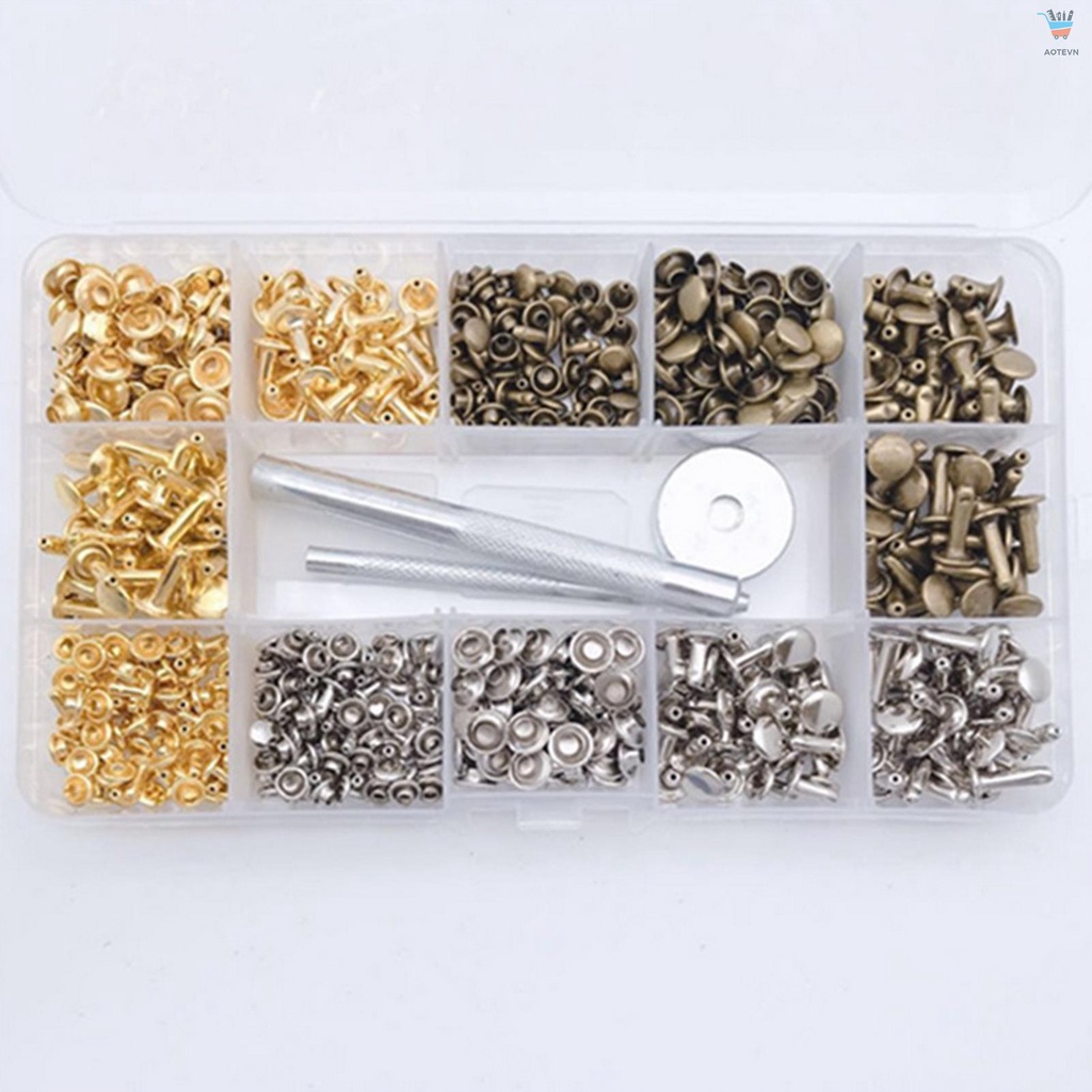 Set 300 Đinh Tán Kèm Kìm Bấm Dùng Để Làm Đồ Da Thủ Công