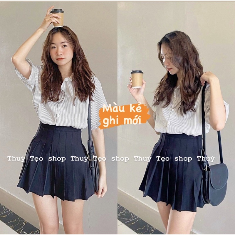 Áo sơ mi kẻ nhỏ Hàn Quốc dáng rộng kẻ sọc nhiều màu Ulzzang