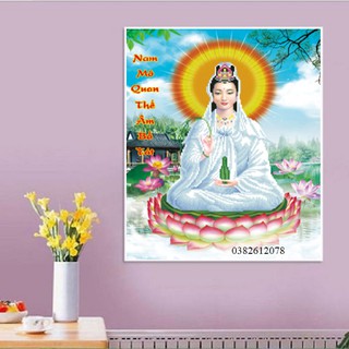 TRANH THÊU CHỮ THẬP PHẬT QUAN ÂM TRANH CHƯA THÊU LV3268 - KT 46*59CM