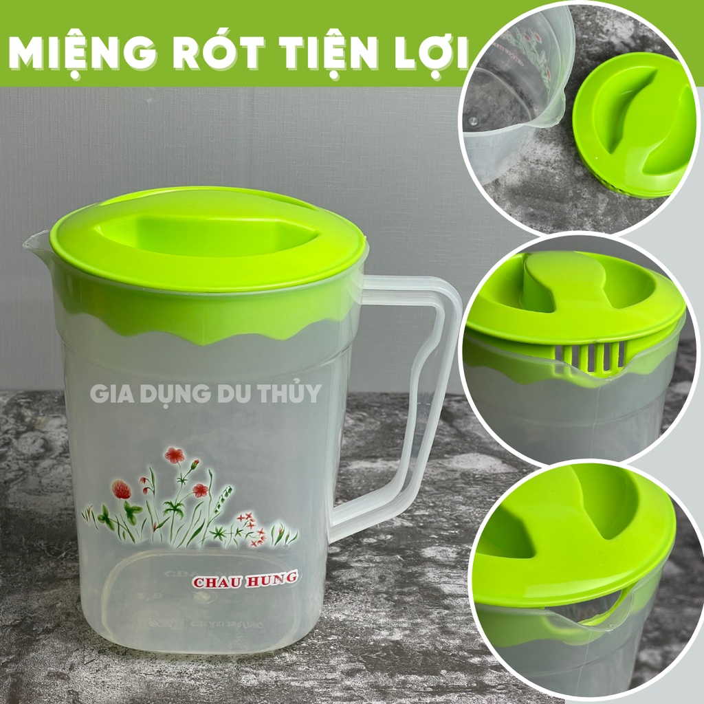 Ca nhựa đựng nước 1L Châu Hưng nhựa nguyên sinh không mùi an toàn sức khỏe, nhiều màu sắc đẹp mắt, tiện dụng