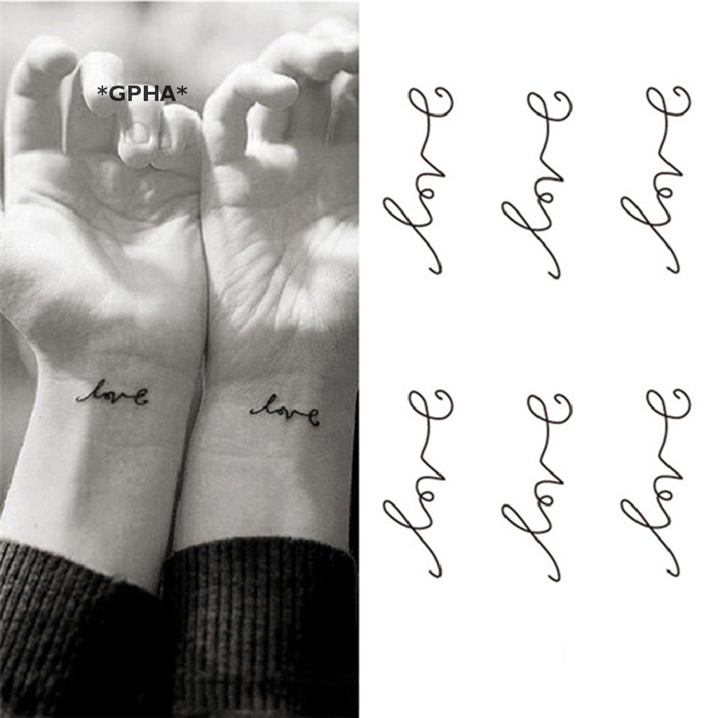 Hình Xăm Dán Tạm Thời Hình Chữ Love Chống Thấm Nước