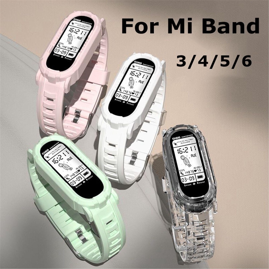 BEBETTERM Dây Đeo Thay Thế Chất Liệu Silicone Màu Trơn Cho Xiaomi Mi Band 6 5 4 3