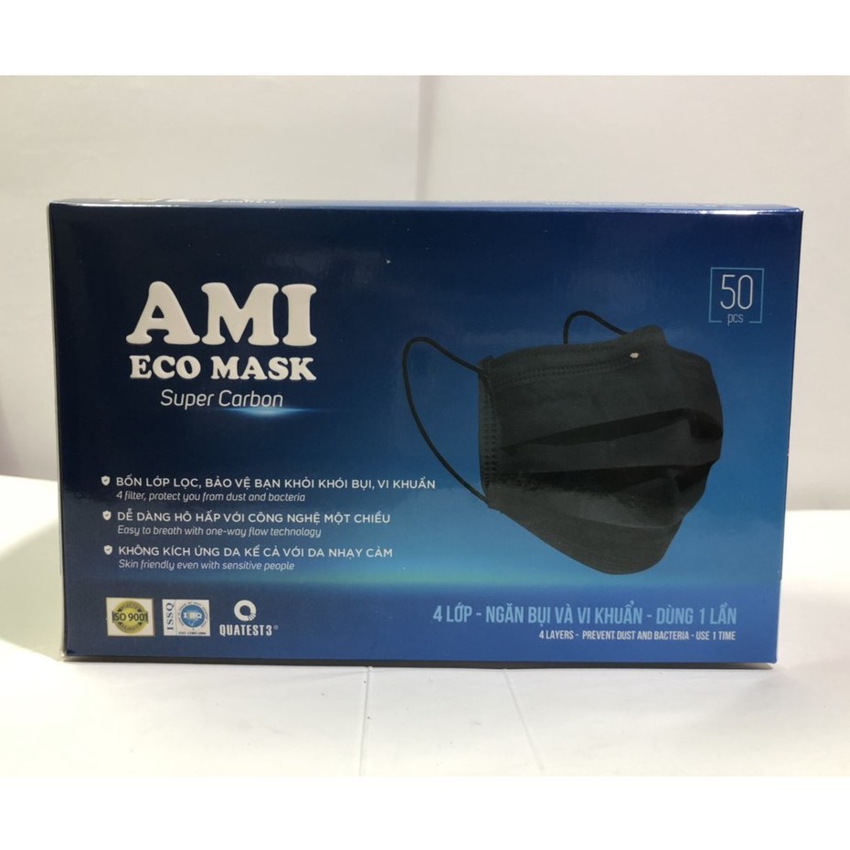 Combo 7 hộp_Khẩu Trang Y Tế_Than Hoạt Tính 4 lớp AMI (350 chiếc 7 hộp) 7xám [khẩu trang y tế]