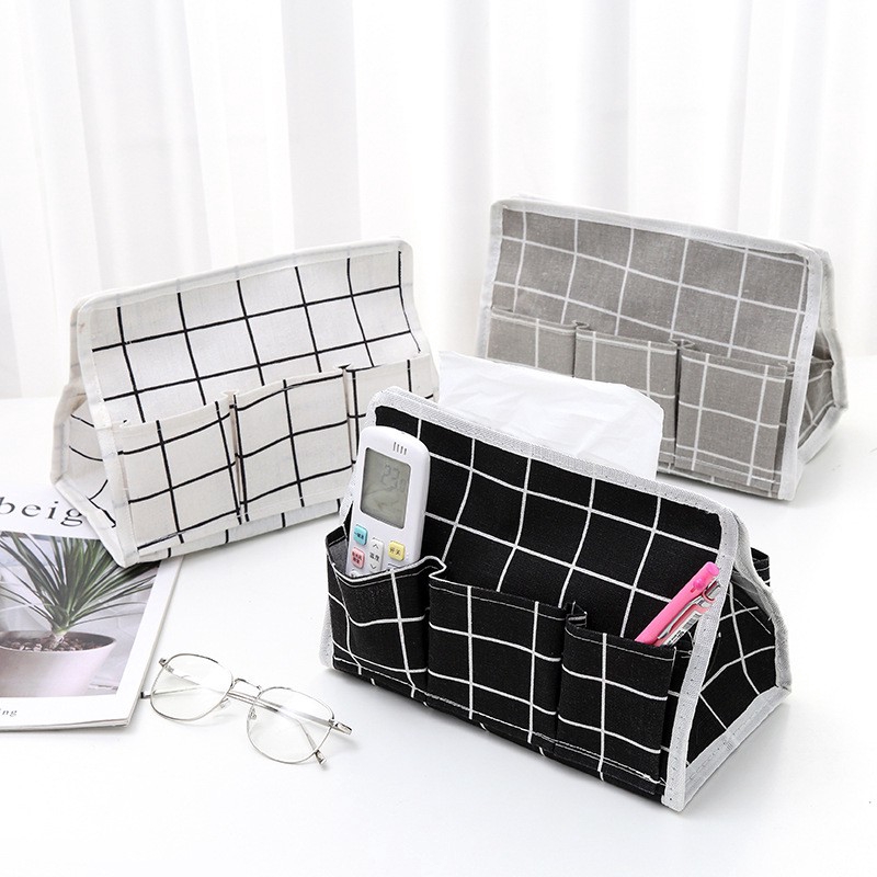 Supo DEPOT - [Chỉ Màu Xanh Lá Cây] Túi Đựng Khăn Giấy Để Bàn Nhiều Ngăn Bằng Vải Có Thể Gập Lại Phong Cách Bắc