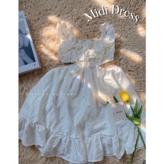 Midi Dress ( Đầm trắng cut eo)