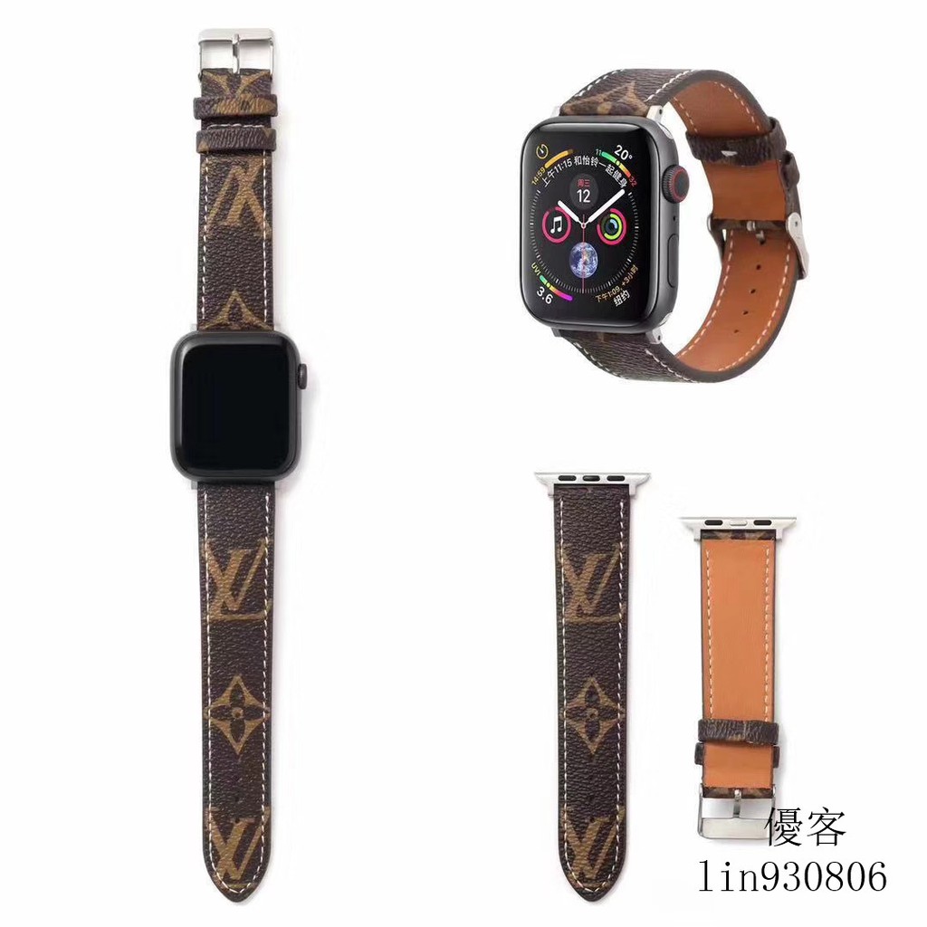 Lv Dây Đeo Đồng Hồ Bằng Da Hoa Văn Kẻ Ô Dành Cho Apple Watch 1