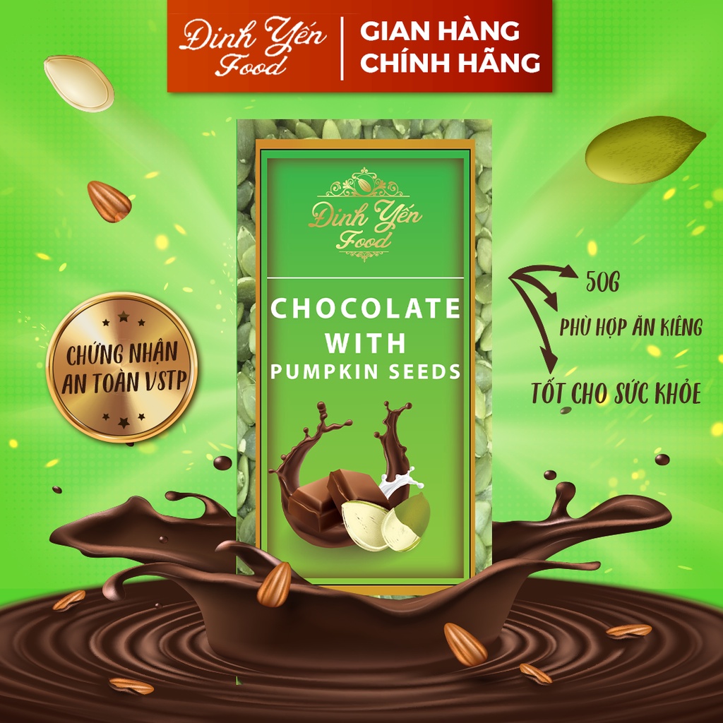 Socola Mix hạt bí DinhYen 50g đồ ăn vặt siêu ngon giá rẻ