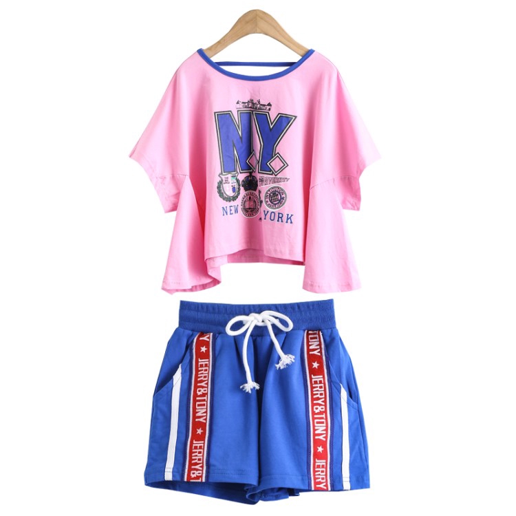 2pcs New Cotton Loose Girl Children's Wear Girl Set Costume Girl Short Sleeve T-shirt Shorts Suit Kids Suit Baby Clothing Kids Fashion Girls Clothing