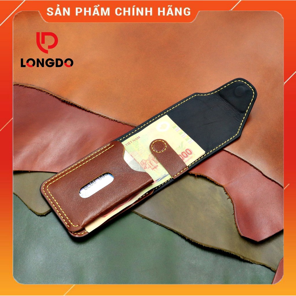 Ví sen 5, ví mini nam da bò thật - Bảo hành 5 năm - Hàng chính hãng thương hiệu Longdo Leather