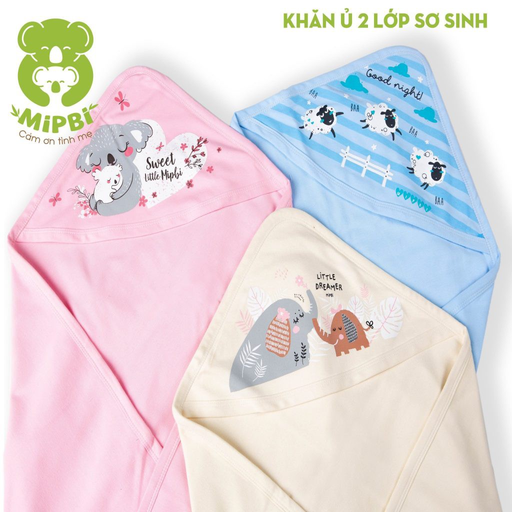 Chăn ủ 2 lớp cho bé sơ sinh MIPBI, chăn ủ cotton 100% , chăn ủ cao cấp thoáng khí cho bé