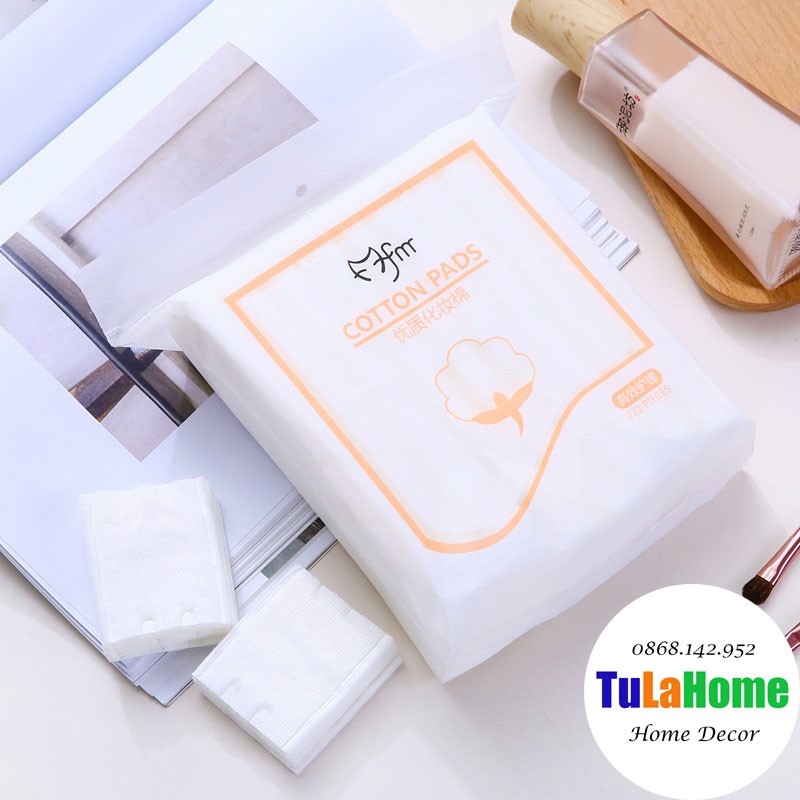 Bông tẩy trang cotton Pads 222 miếng TulaHome, bông tẩy trang mềm mịn lau sạch