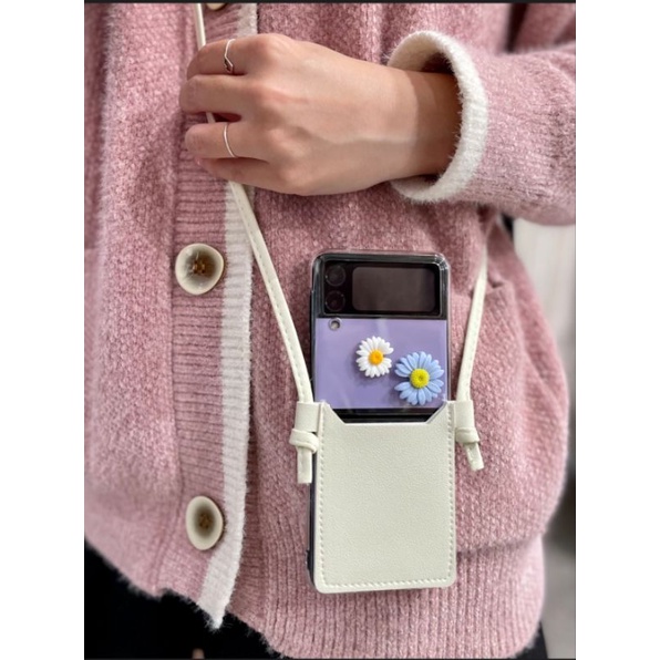 Ốp trong suốt Z Flip 3 / Z Flip 4 có bao da Đựng thẻ, dây đeo chéo cho Samsung Z Flip3 / ZFlip3 / Z Flip4/ ZFlip4