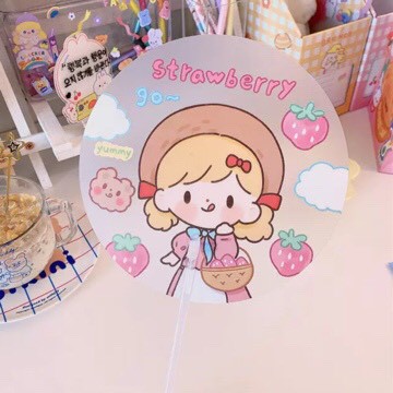 Quạt Mini Dễ Thương Cầm Tay Bằng Nhựa Họa Tiết Cute Nhiều Màu DDQ23