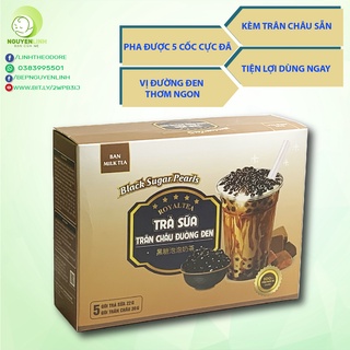 Trà sữa Trân châu đường đen Bản Milk Tea kèm trân châu thật hộp 5 cốc 260g