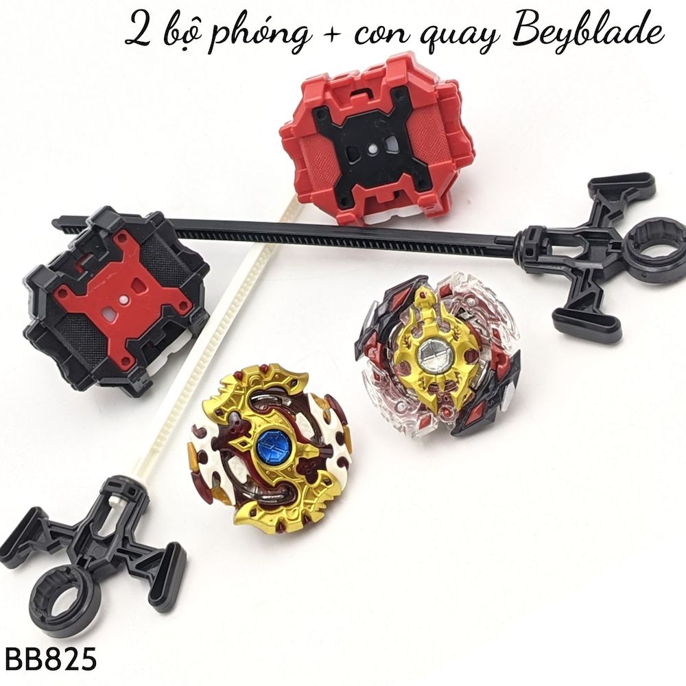 Bộ 4 Con quay BeyBlade + 2 Tay cầm - Con quay vòng xoay thần tốc