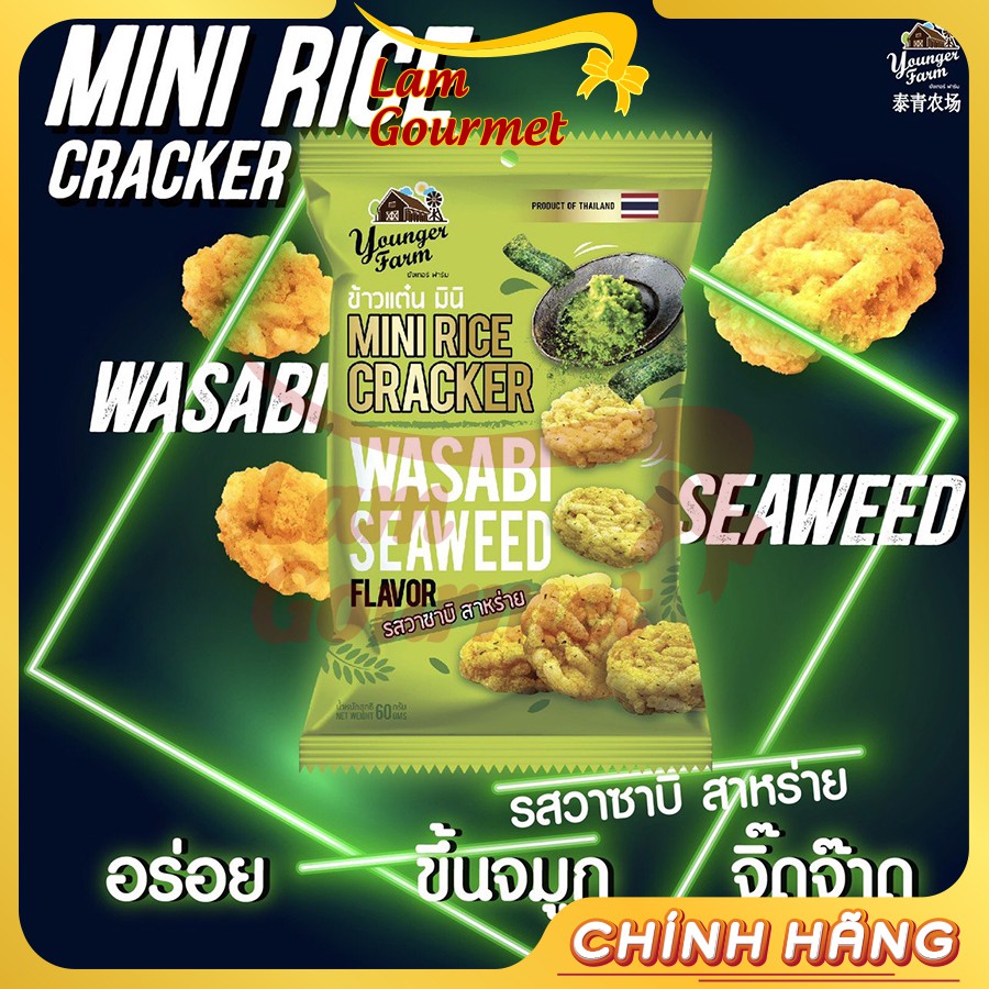 Bánh Snack Cốm Rang Giòn Thái Lan Ăn Vặt Little Farm Trứng Muối/ Ớt/ Rong Biển Wasabi 60g - Lam Gourmet