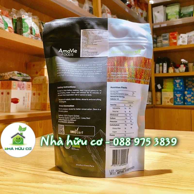 Hạt diêm mạch quinoa đen hữu cơ AMAVIE FOODS 500g/100g - Date: 1/9/2023 - Nhà hữu cơ