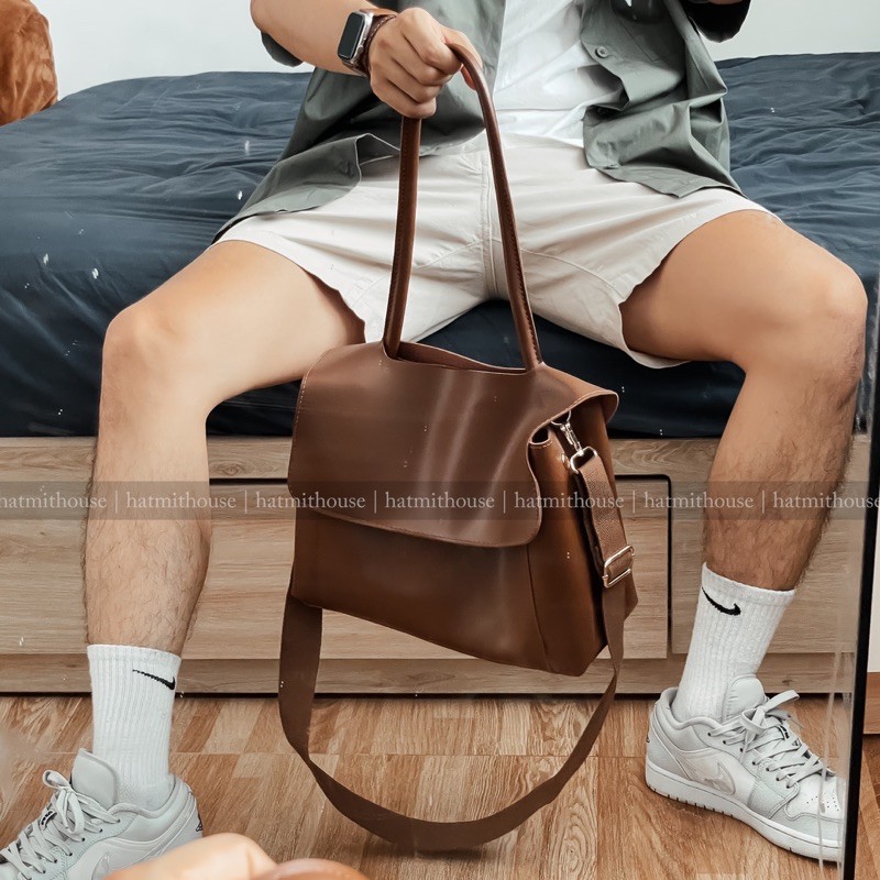 Túi da nam nữ vintage đeo được 3 kiểu
