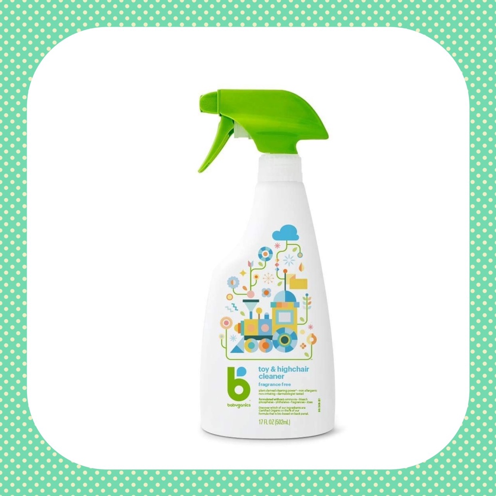 Chai xịt diệt khuẩn đồ chơi và ghế ăn Babyganics cho bé dung tích 502ml