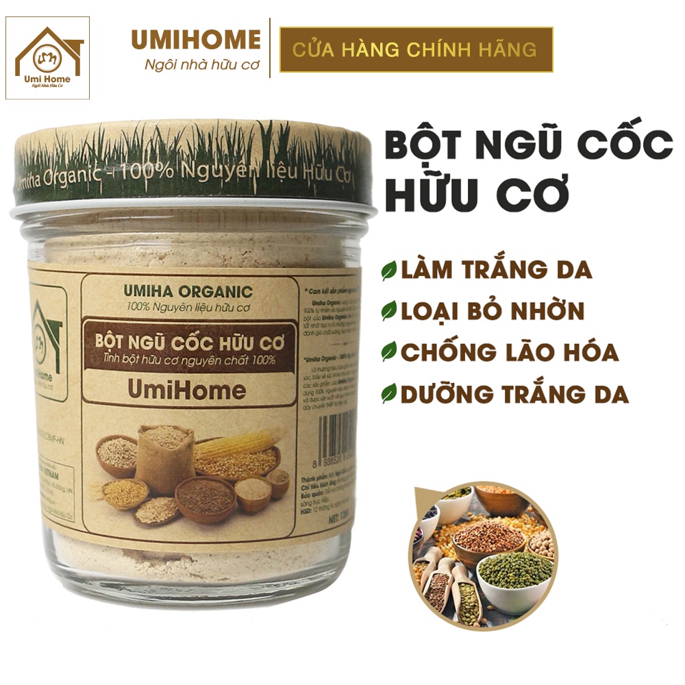 Bột Ngũ Cốc dưỡng da hữu cơ UMIHOME nguyên chất 135G | Dùng đắp mặt nạ làm trắng, chống lão hóa da hiệu quả