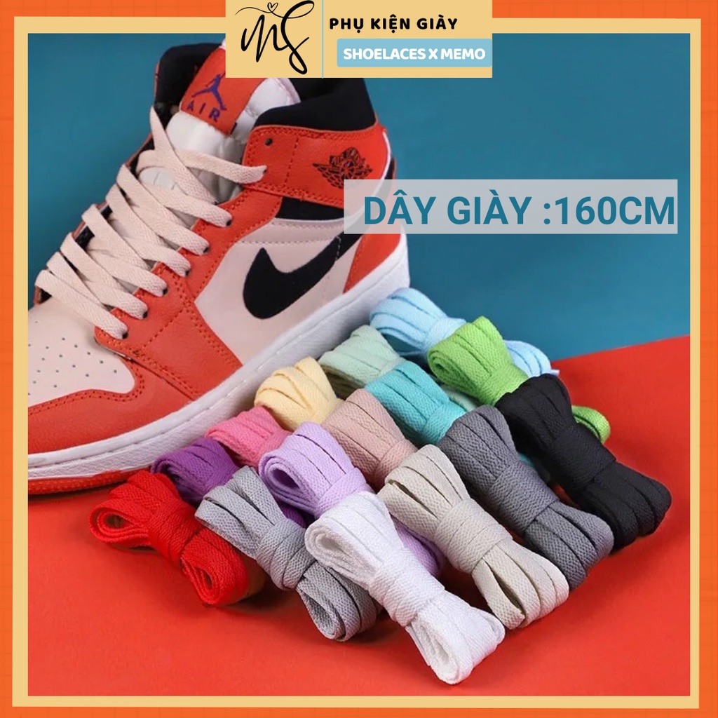 Dây giày jordan nike bản dẹt  AJ1 Mid / AJ 4,5,6 - 63" 160cm cao cổ nguyên bản