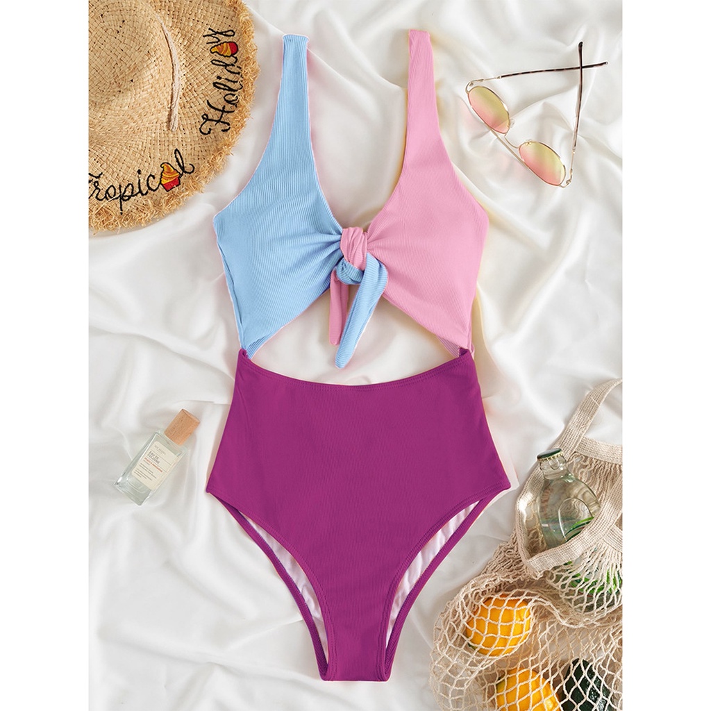 Bikini Một Mảnh Thắt Nút Phía Trước Màu Sắc Dành Cho Nữ