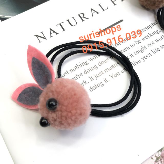 2 buộc tóc thỏ tròn màu ngẫu nhiên