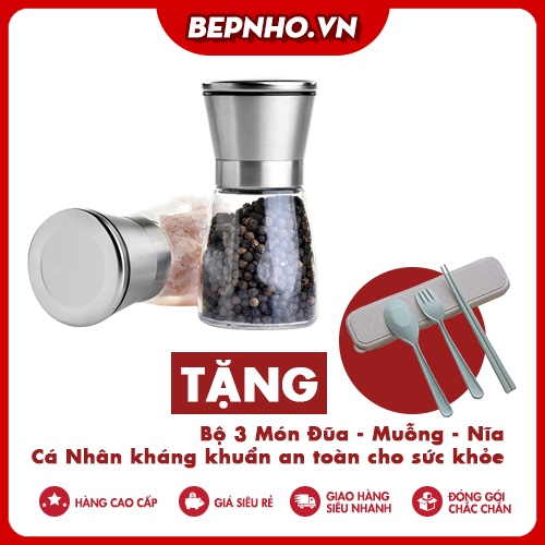 Dụng cụ đựng, xay tiêu, inox sang trọng, tiện dụng