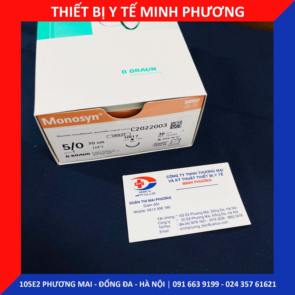 Bán lẻ chỉ khâu phẫu thuật MONOSYN BRAUN các số 3/0 4/0 5/0 6/0