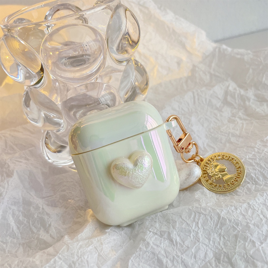 Vỏ bọc bảo vệ hộp sạc tai nghe bluetooth không dây airpods 1/2/pro 3 2021 họa tiết trái tim